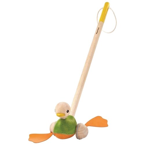 Каталка-игрушка PlanToys Pull-Along Duck (5626), зеленый/оранжевый