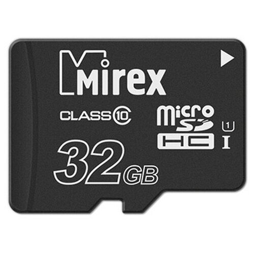 Карта памяти Mirex microSDHC 32 ГБ Class 10, V10, A1, UHS Class 1, R/W 104/45 МБ/с, 1 шт., черный