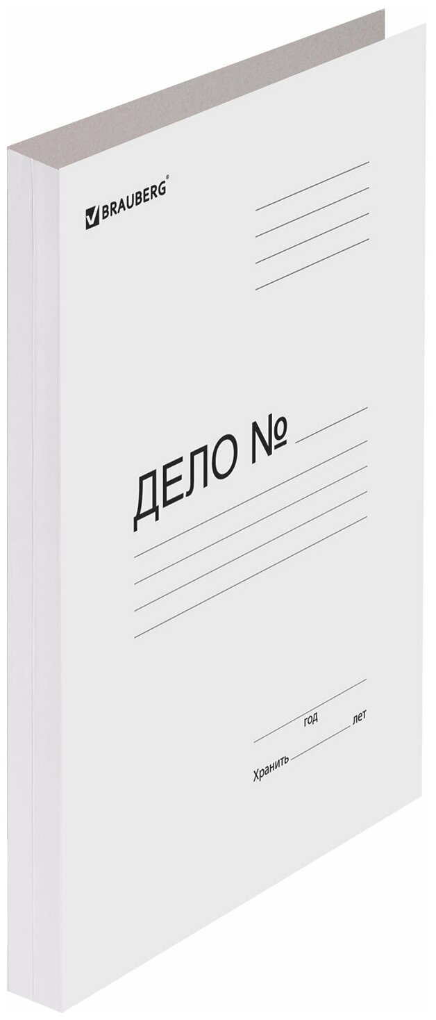 BRAUBERG папка-скоросшиватель Дело А4, картон мелованный 440 г/м2, белый - фото №1