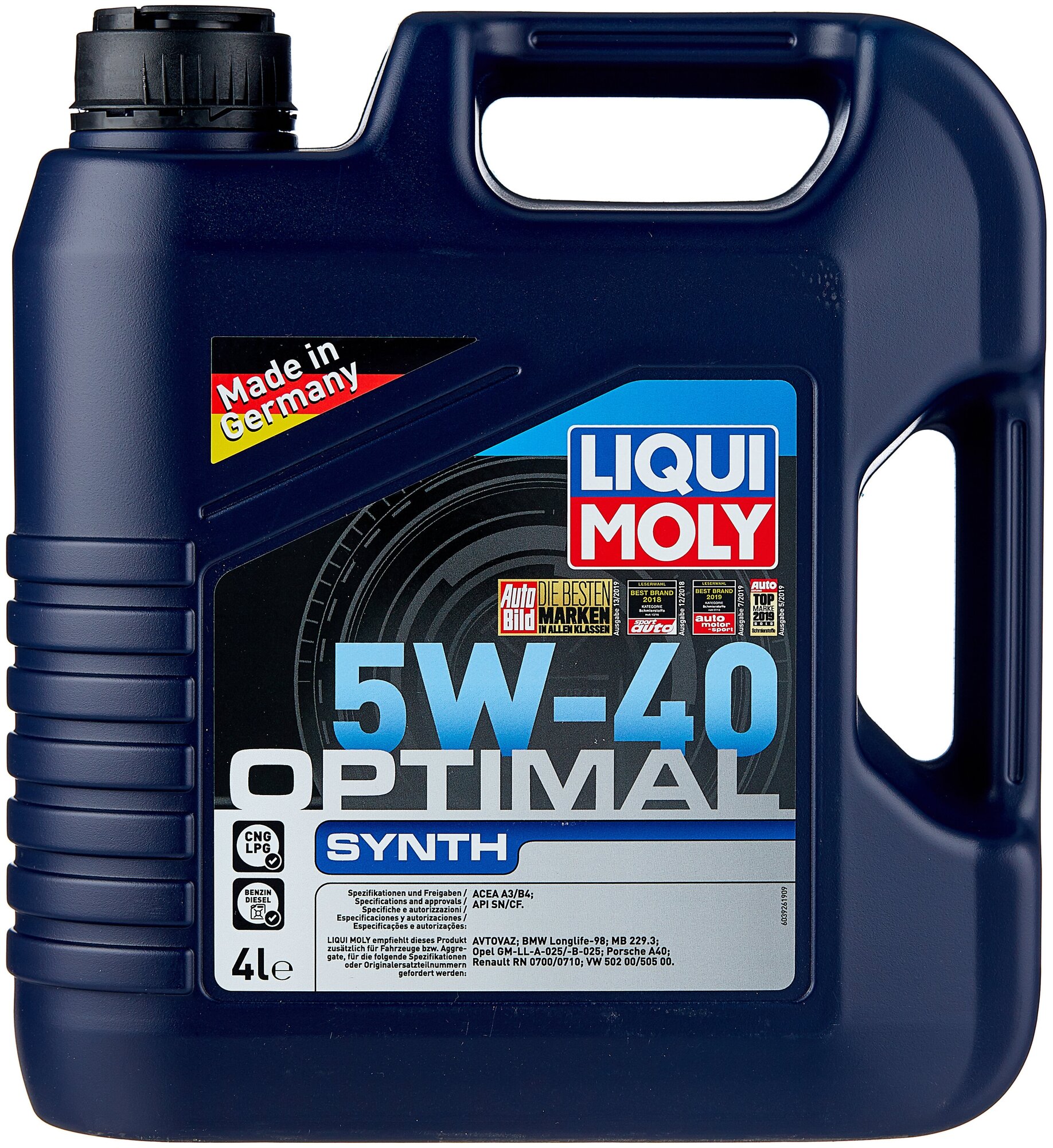 Масло моторное LIQUI MOLY Optimal Synth 5W40 4л (3926)