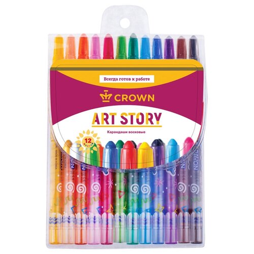 CROWN Карандаши восковые Art Story 12 шт разноцветный икеа мола восковые карандаши 12 шт разноцветный