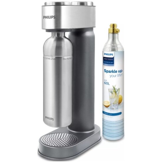 Сифон для газирования воды Philips c цилиндром CO 2, ADD4905SV/10, Silver metall