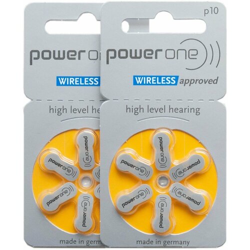 Батарейки для слуховых аппаратов Power One тип 10 2 блистера = 12 батареек