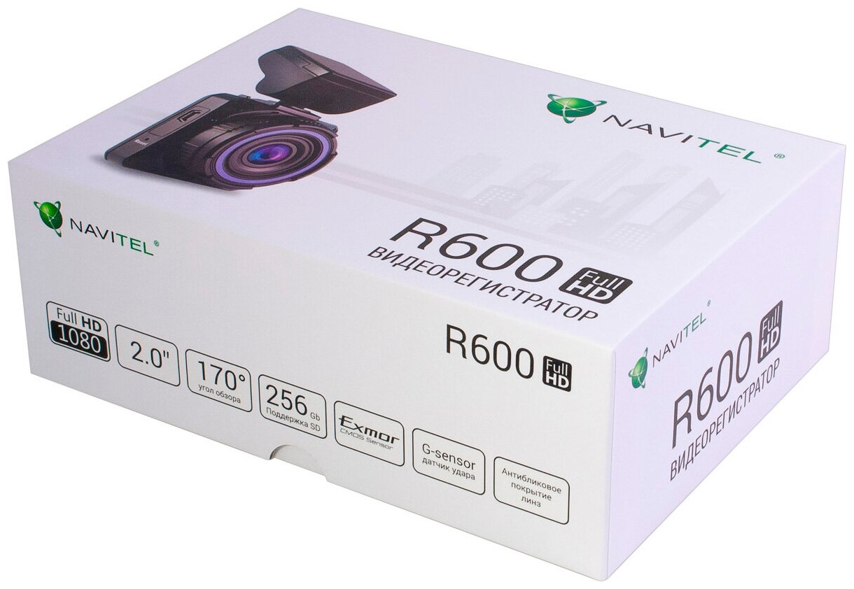 Видеорегистратор NAVITEL угол обзора 170°, 1920х1080 FullHD (30 fps) NAVITEL-R600GPS