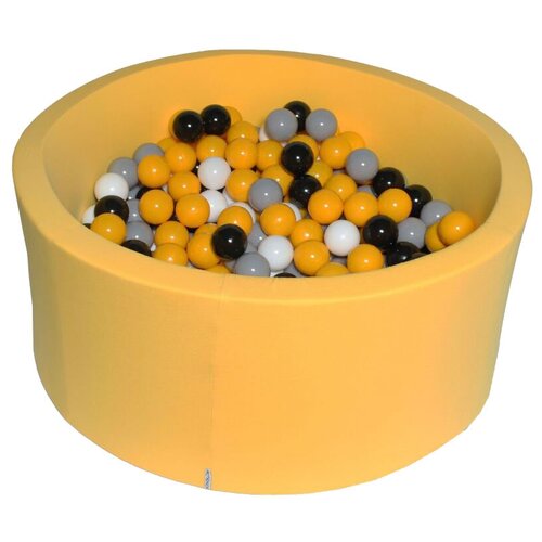 Сухой игровой бассейн “Цветочная пыльца” желтый выс. 40см с 200 шарами в комплекте: желт, бел, сер, черн