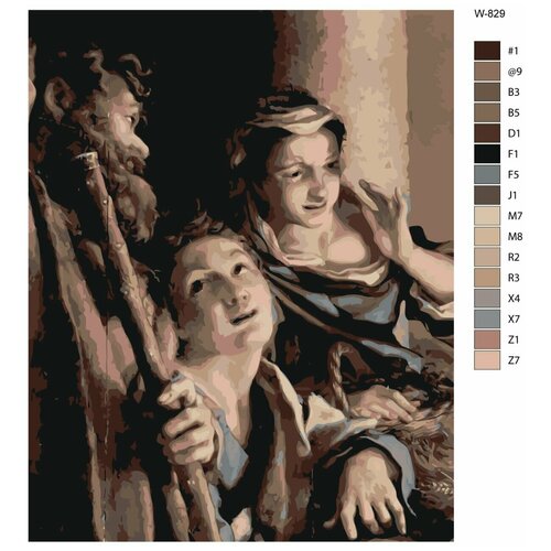 Картина по номерам W-829 Репродукция картины Поклонение пастуxов. xудожник Антонио Корреджо 80x100 антонио корреджо