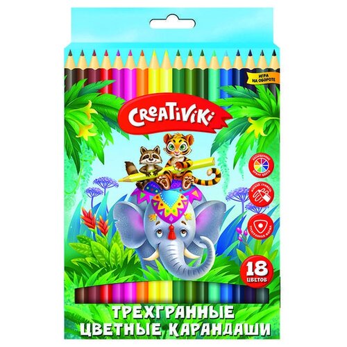 фото Карандаши цветные 18 цветов creativiki (дерево, 3гр) картонная упаковка
