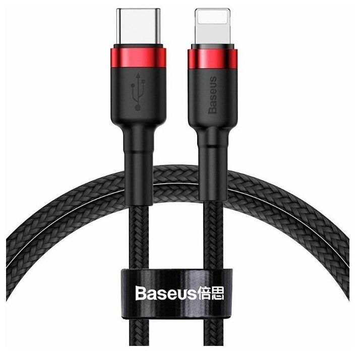 Кабель USB Type-C - Lightning 1м Baseus Cafule Cable 18W - Черный/Красный (CATLKLF-91)