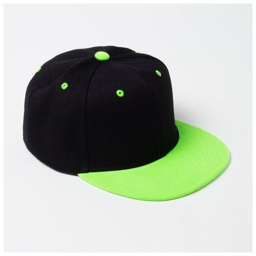 фото Бейсболка minaku, размер 54, черный, зеленый