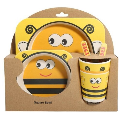 Купить Набор детской посуды DOM POSUDY «Пчелки», гипоаллергенная, 5 предметов