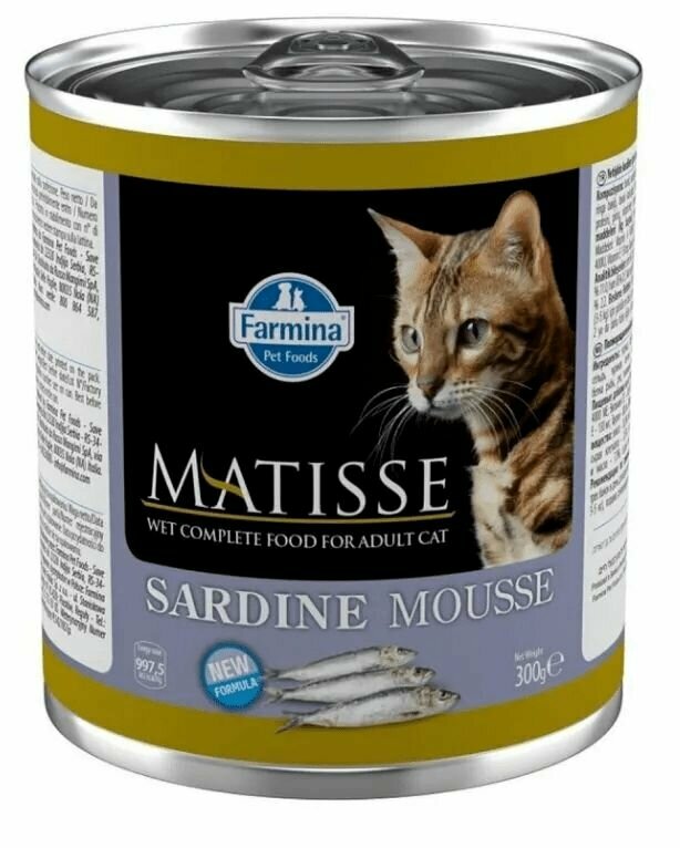Консервы/влажный корм Matisse Cat Mousse Sardine для кошек всех пород, с сардиной, (300 гр*6 шт)
