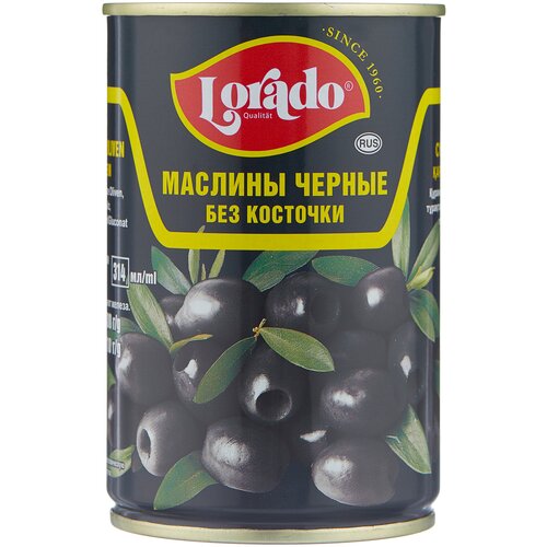 Lorado Маслины черные без косточки, 300 г, 314 мл