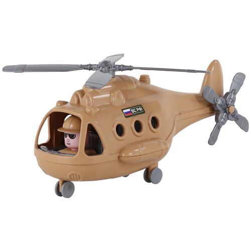 Вертолет Полесье военный Альфа-Сафари РФ в коробке (68774), 28.5 см, коричневый вертолет полесье альфа пожарный 68651 в коробке 1 19 29 5 см красный