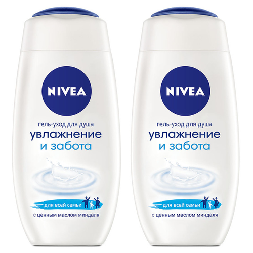 Гель-уход для душа Nivea Увлажнение и заботаминдаль, 250 мл, 285 г, 2 шт.