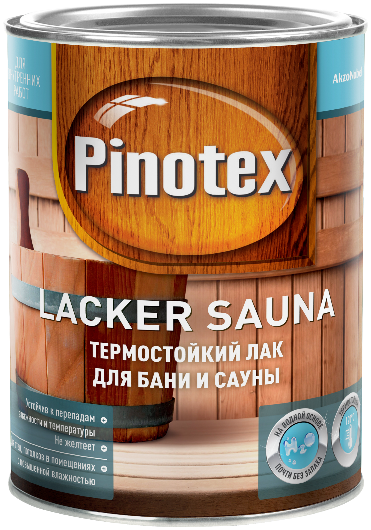 PINOTEX LACKER SAUNA 20 лак на водной, термостойкий, д/вн. работ, полуматовый (1л)
