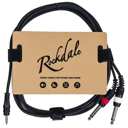 rockdale premiere 2 lights Кабель Rockdale stereo mini jack 3.5 mm x 2 mono jack 6.3 mm (XC-002), 3 м, черный