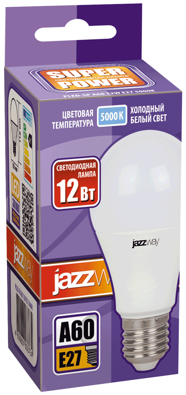 Лампа светодиодная PLED-SP A60 12w E27 5000K 230/50 1033734 Jazzway