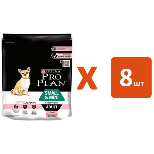 PRO PLAN ADULT DOG SMALL & MINI SENSITIVE SKIN для взрослых собак маленьких пород с чувствительной кожей с лососем и рисом (0,7 кг х 8 шт)