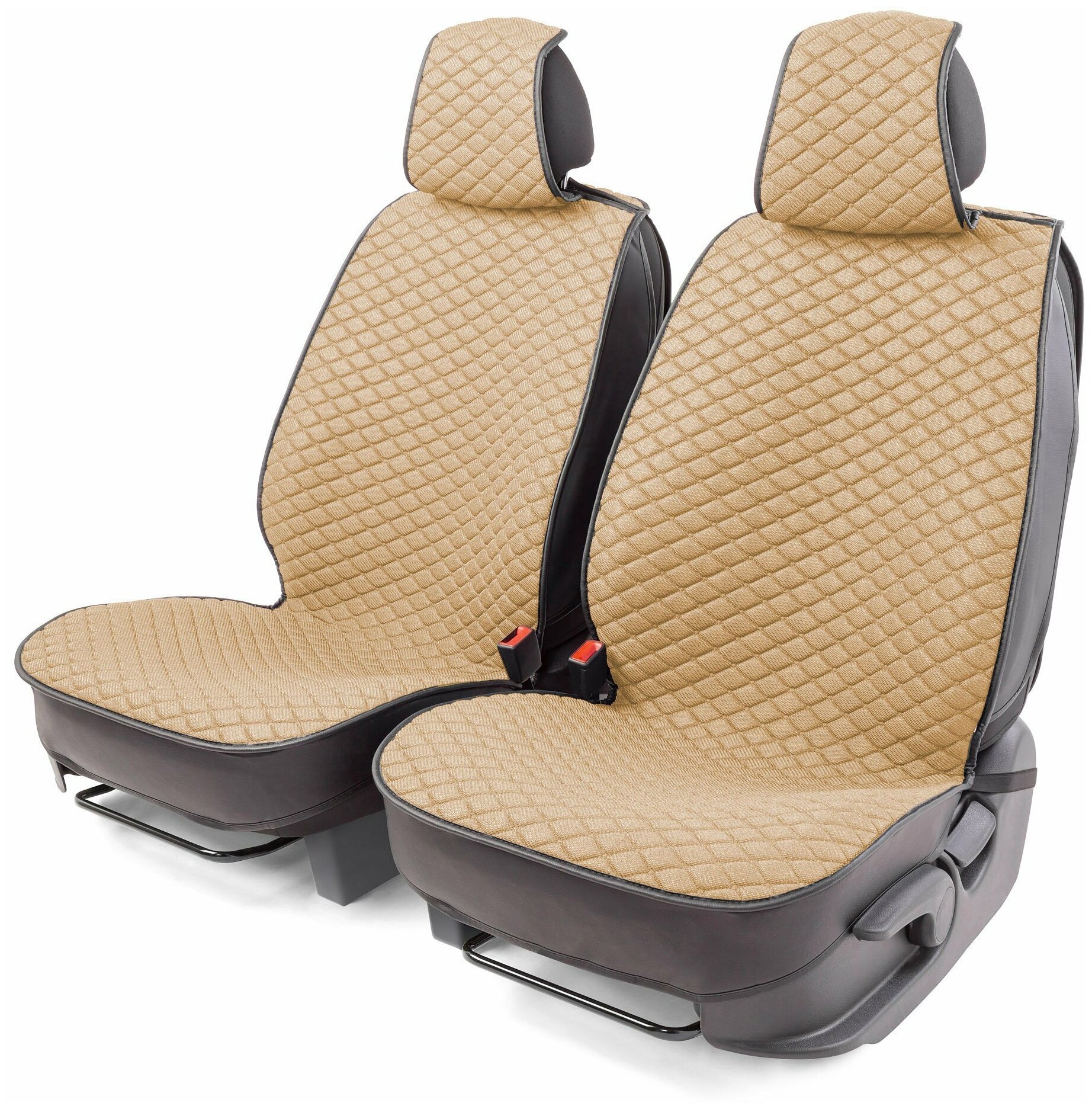 AUTOPROFI CUS2032BE Накидки каркасные на сиденья передние Car Performance, 2 шт. fiberflax (лен) крупн. плетение(бежевый)