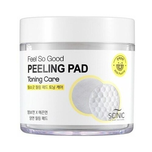 Очищающие пилинг-спонжи с АНА кислотами для тонуса кожи SCINIC Feel So Good Peeling Pad (Toning Care)_Renewal, 150мл (70шт)