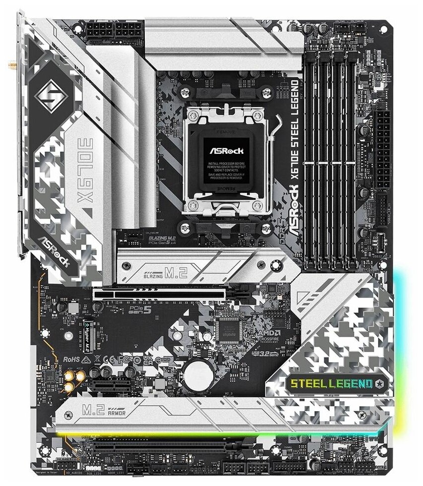 X670E STEEL LEGEND, Socket AM5, AMD X670, 4xDDR5-4800, HDMI+DP, 2xPCI-Ex16, 1xPCI-Ex1, 4xSATA3(RAID 0/1/10), 4xM.2, 8 Ch Audio, 1xGLan, 1x2.5GLan, WiF