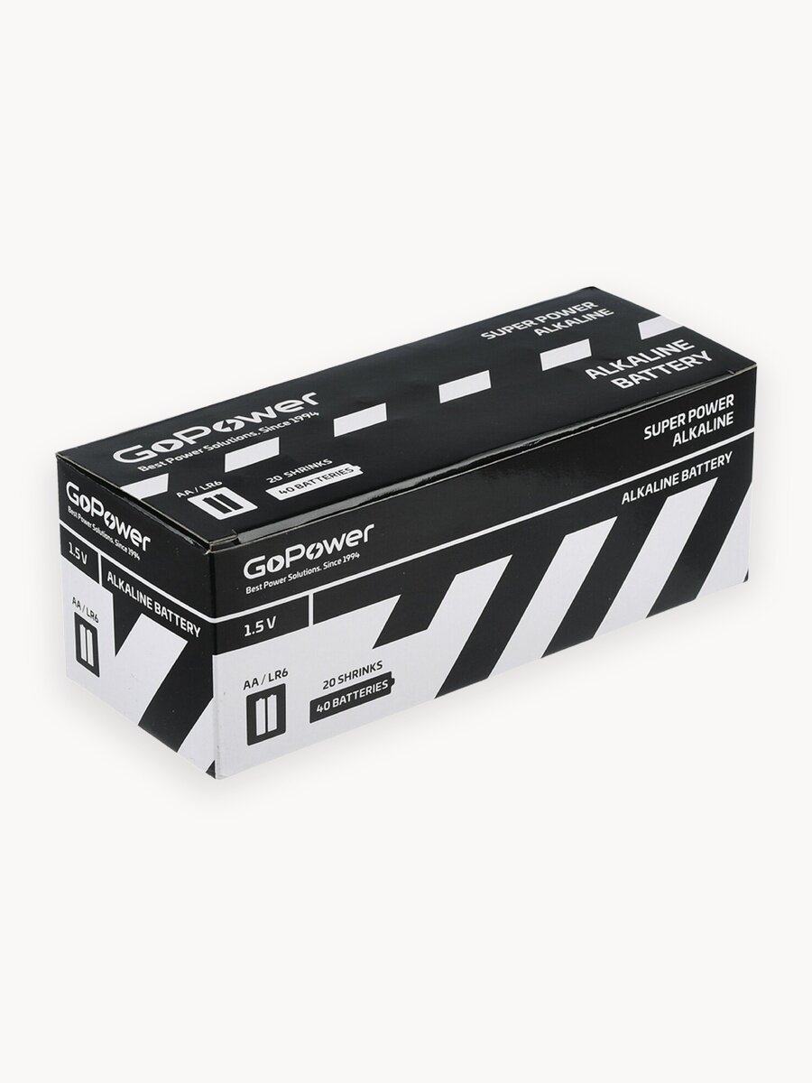 Батарейка GoPower LR6 AA Shrink 2 Alkaline 1.5V - 40 шт.