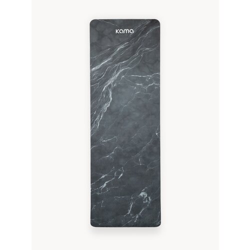 Коврик для йоги и фитнеса Kama, 6 мм, нескользящий, TPE, микрофибра, , черный мрамор