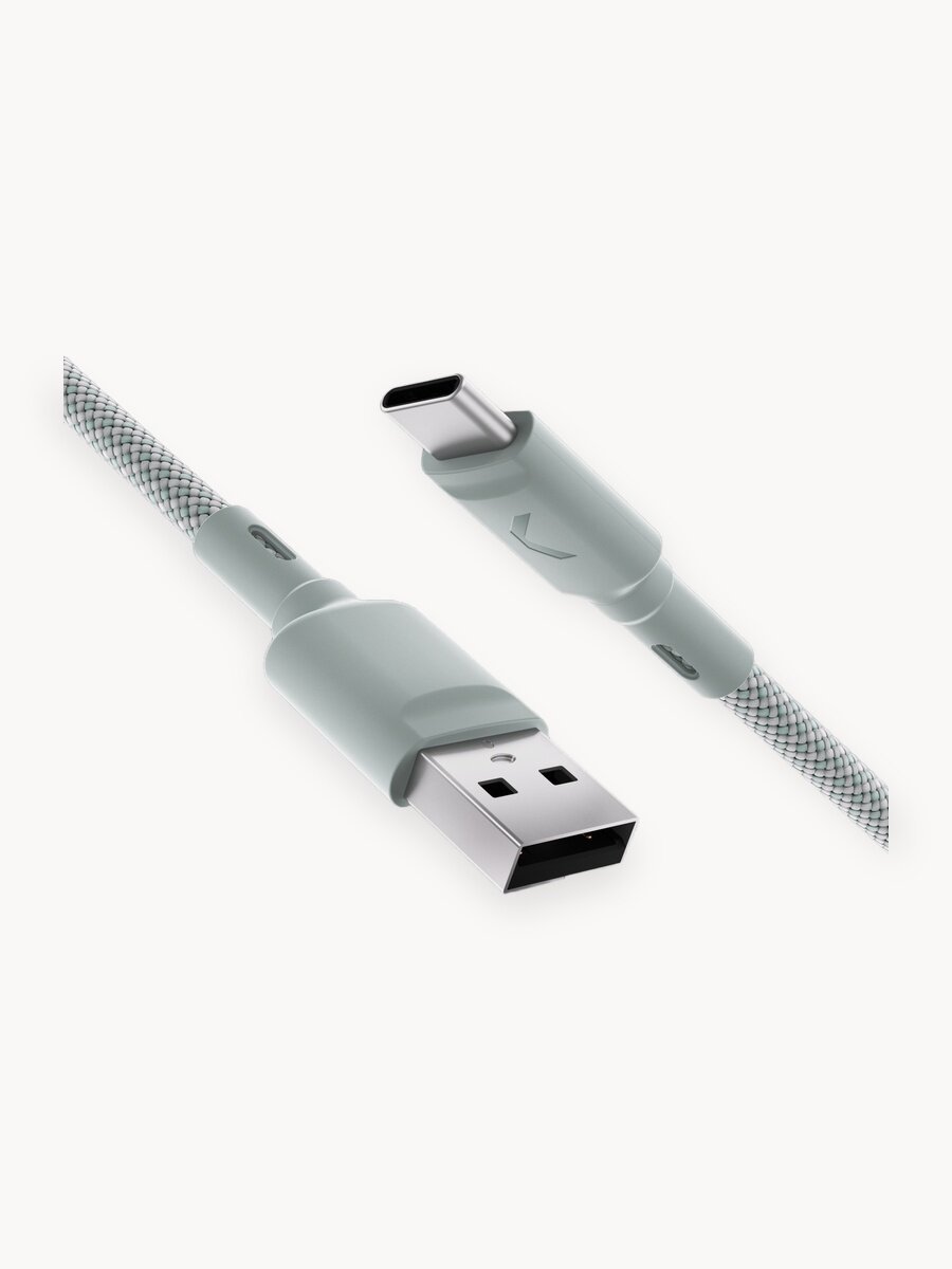 Кабель COMMO Range USB Type-A - USB Type-C, 1.2м, Светлый серо-зелёный