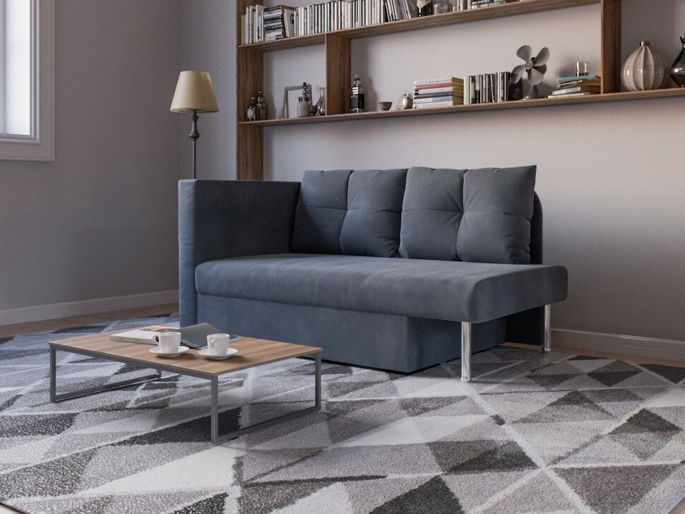 фото Прямой диван Софа Алиса (велюр серо-синий)