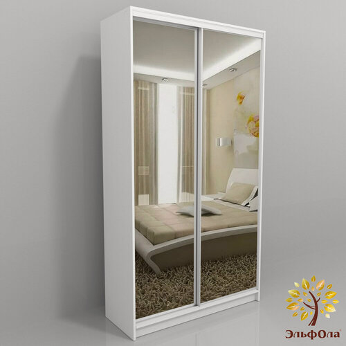 Изображение товара Шкаф-купе, двухстворчатый, ЭльфОла "Элеганс", 120х60х220 см, цвет белый/серебро