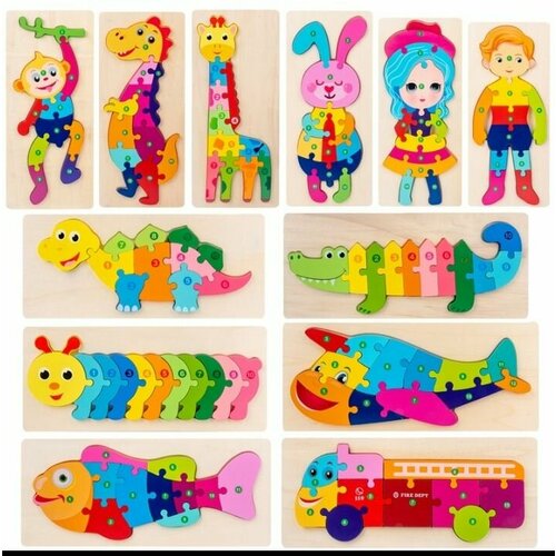 Детский развивающий деревянный пазл обезьяна