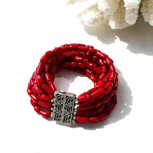 Браслет Mia Diva, коралл, размер 14 см, красный