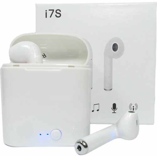 Bluetooth наушники TWS i7sx в комплекте зарядный бокс два наушника Белые 673₽