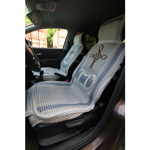 Накидки автомобильные плетенные (комплект на весь салон) 010-L Серый+ поддержка поясницы 