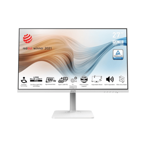 MSI Монитор LCD Modern MD272XPW 27 169 1920х1080FHD IPS nonGLARE 100 Hz 250 cdm2 H178V178 10001 167M 1ms HDMI DP USB-C Height adj Pivot Tilt Swivel Speakers 1Y White 3184800₽