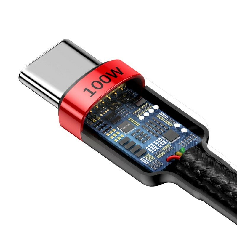 Кабель-зарядка Type-C на Type-C Baseus Cafule PD2.0 100W 2м красно-черная — фото 1