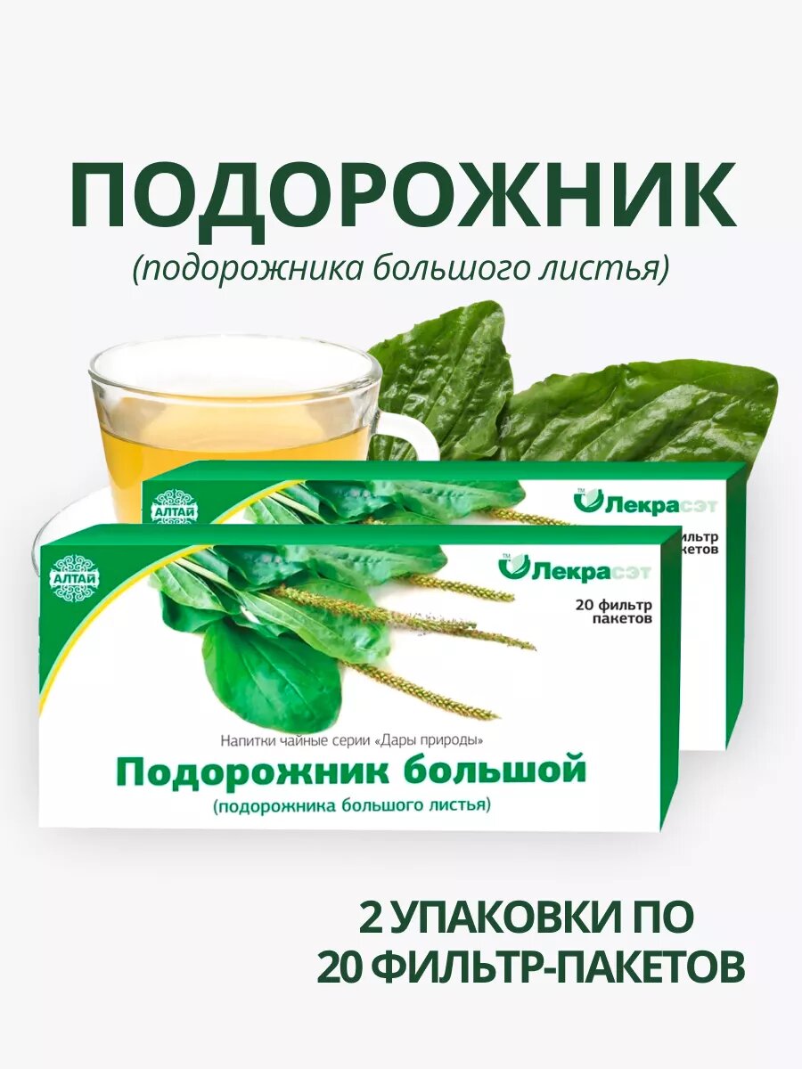 Подорожник большой листья 2 шт Целебные травы Фитосбор