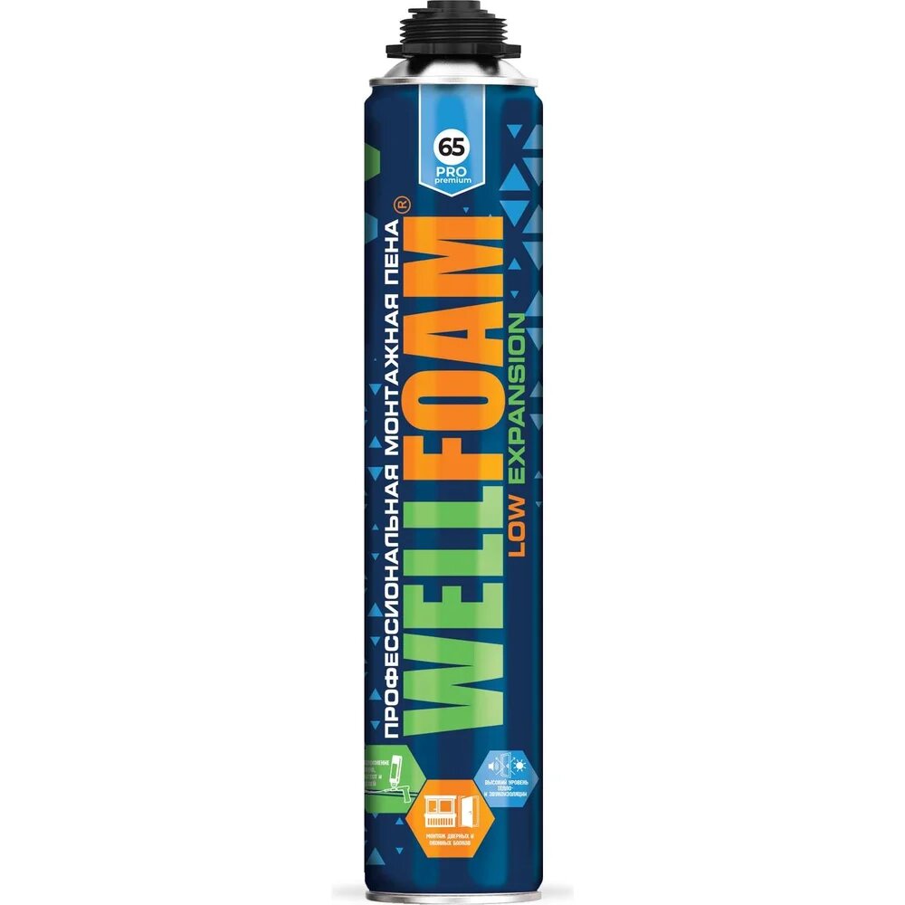 Монтажная пена WELLFOAM всесезонная PRO65 LOW EXPANSION 850 мл WFAS65LE