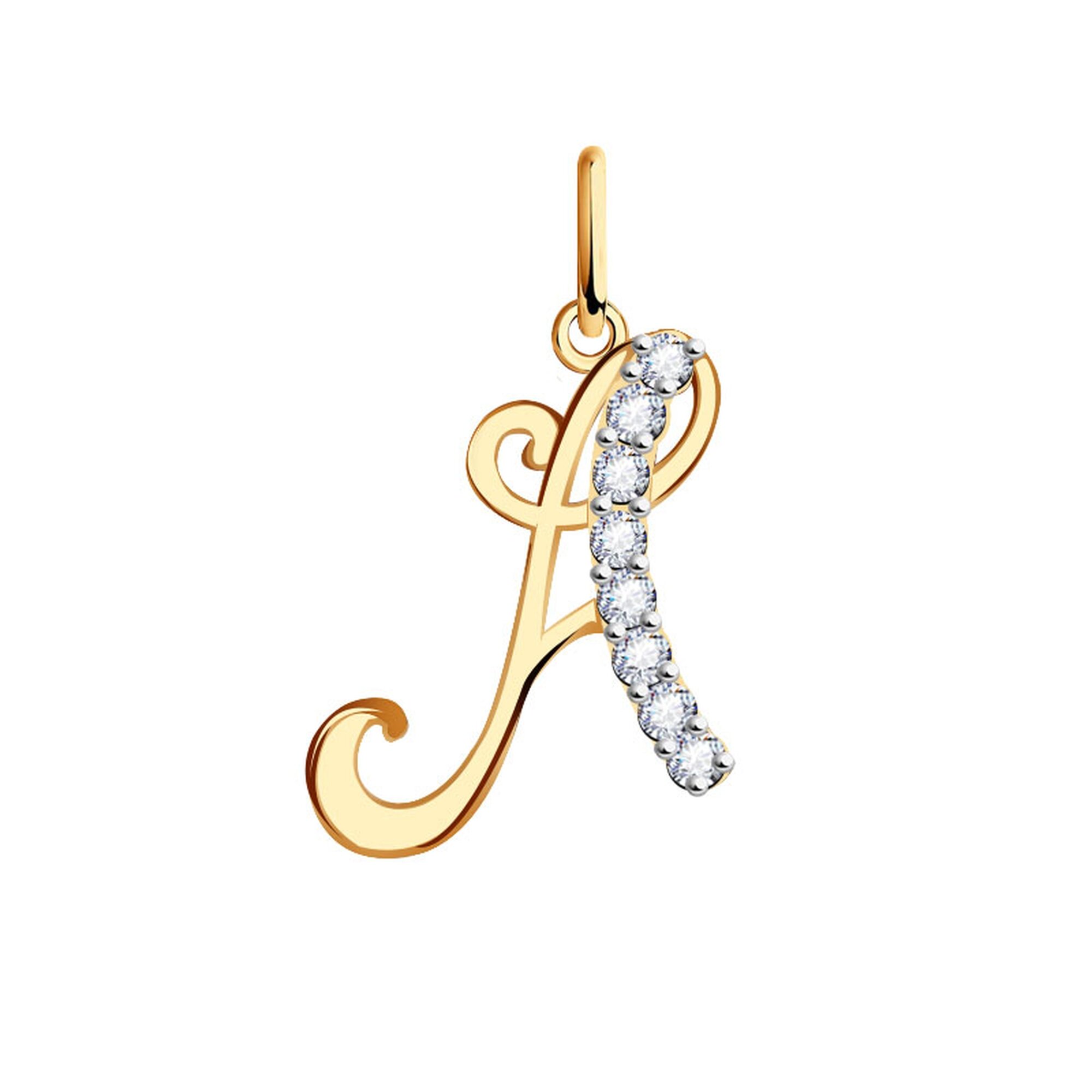 Подвеска Diamant online, красное золото, 585 проба, фианит