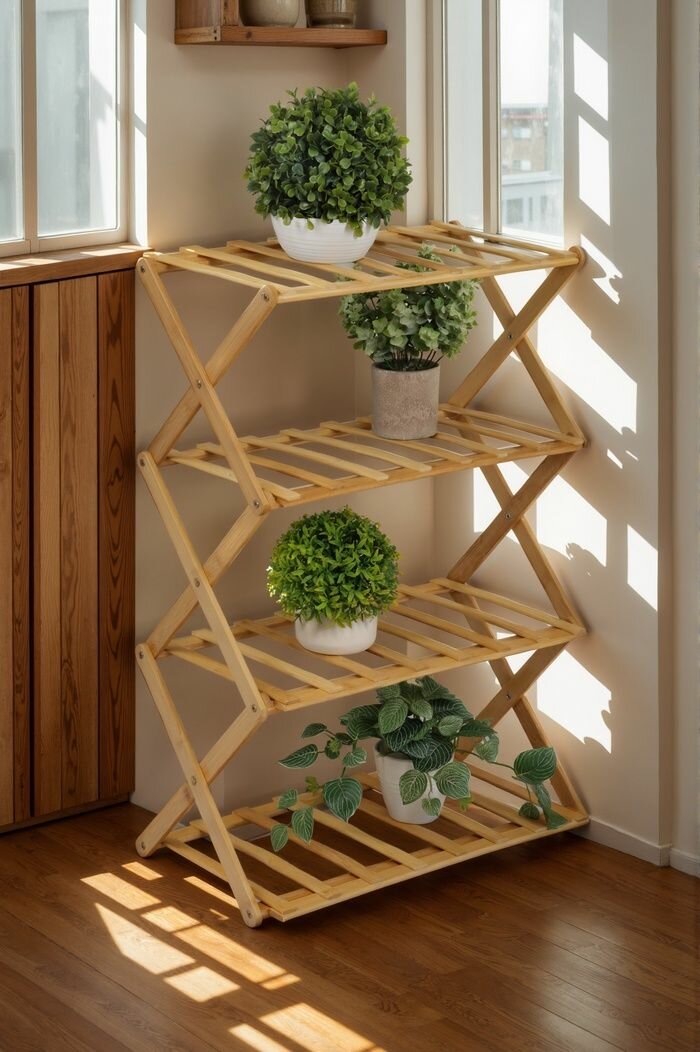 Подставка для цветов Greengo 4 полки, 50х25х68 см, напольная, бамбук