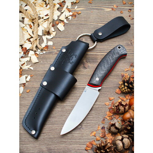 Нож туристический Путник AUS-10 Cryo Сатин Carbon+G10 Черный-Красный Цельнометаллический (Full-tang) 7 Ножей (Seven Knives)