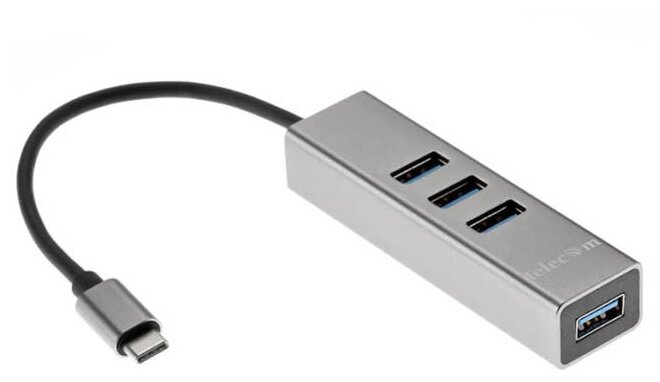 Переходник USB 31 Type-C --4 USB30 Aluminum Shell 02м Telecom