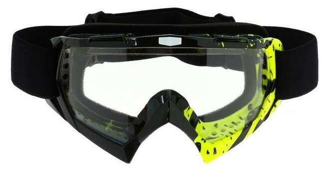 Очки-маска для езды на мототехнике стекло прозрачное цвет черный-желтый ОМ-17