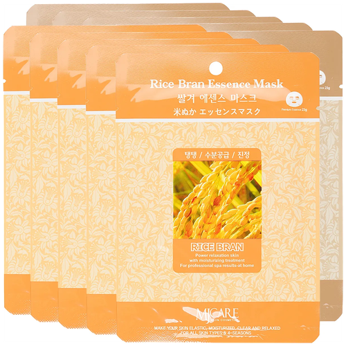 Купить Маска для лица тканевая с маслом рисовых отрубей Mijin Rice Bran Essence Mask, 23 г - 10 шт, MIJIN Cosmetics