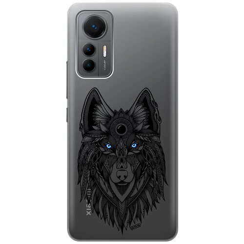 Силиконовый чехол на Xiaomi 12 Lite, Сяоми 12 Лайт с 3D принтом Grand Wolf прозрачный чехол книжка на xiaomi 12 lite сяоми 12 лайт с 3d принтом grand bull черный