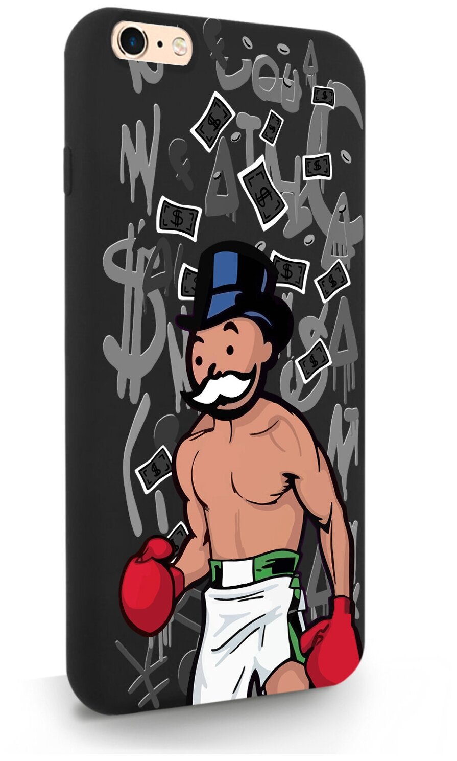 Черный силиконовый чехол MustHaveCase для iPhone 6/6s Plus Monopoly Boxing Монополия Боксер для Айфон 6/6с Плюс