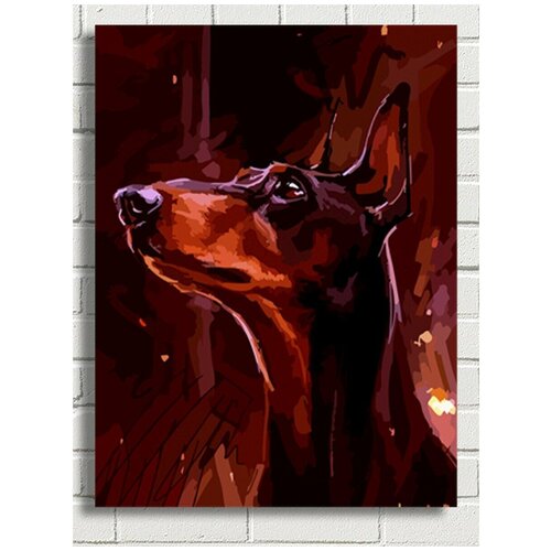 Картина по номерам собака Доберман (Огонь) - 8636 В 30x40