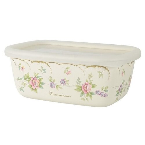 Лоток эмалированный с крышкой Воспоминание, 16х11х6.5 см. EJIRY