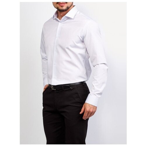 фото Рубашка мужская длинный рукав greg 121/139/1162/z, полуприталенный силуэт / regular fit, цвет белый, рост 174-184, размер ворота 39