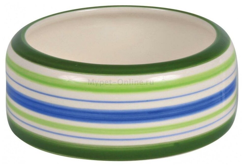 Миска для грызунов Trixie Ceramic Bowl M, размер 11см, зелёный / синий / кремовый